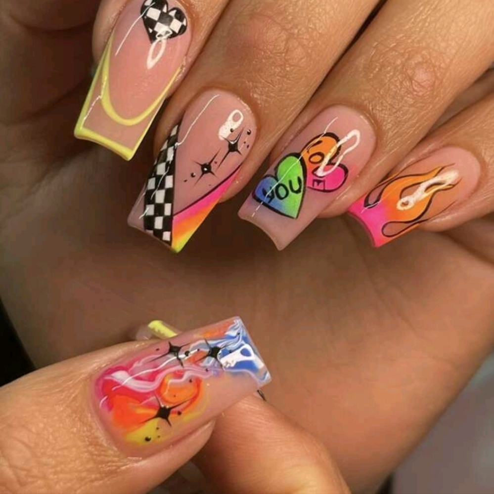 NIB Colorful reusable press on nails
